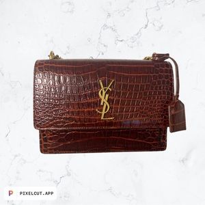 SAINT LAURENT SUNSET bag Red Crocodile Embossed Leather